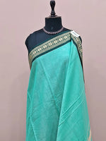 Turquoise Blue Plain Narayanpet Cotton Saree  1