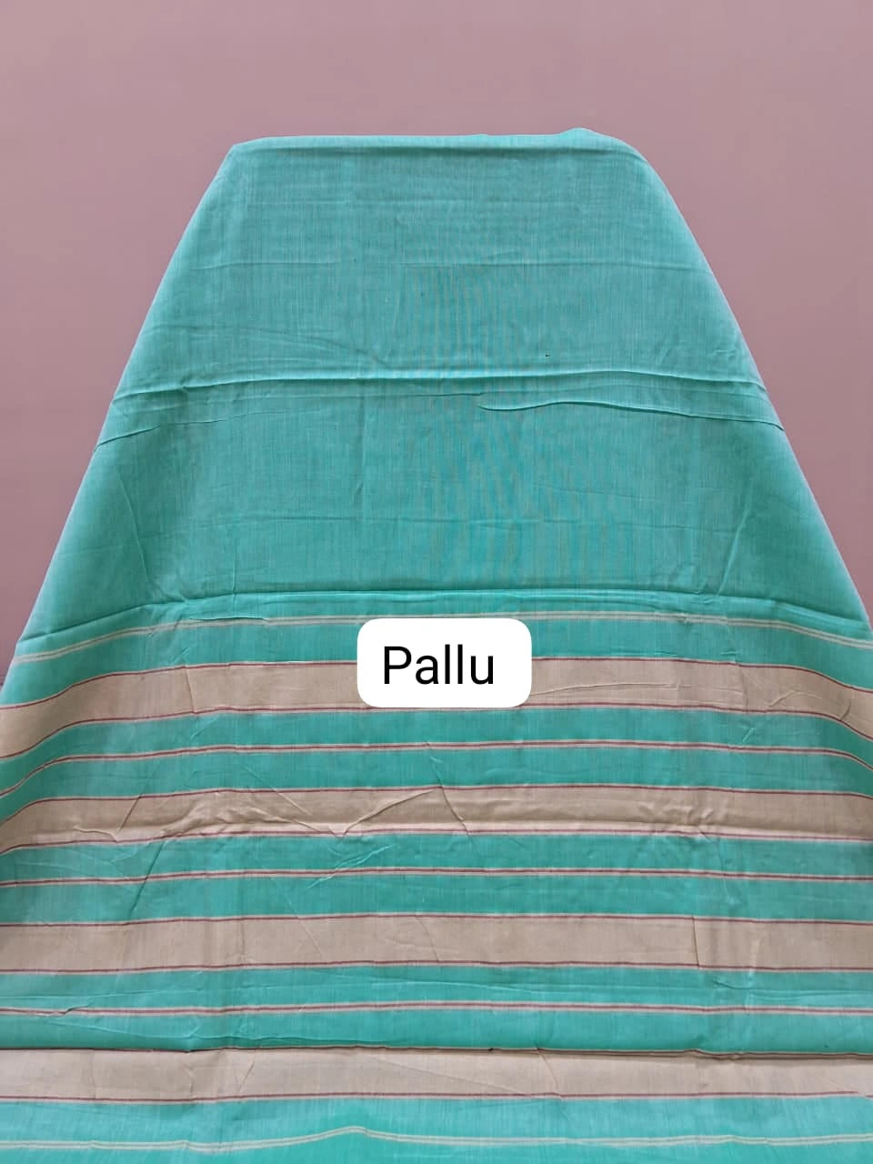 Turquoise Blue Plain Narayanpet Cotton Saree Pallu