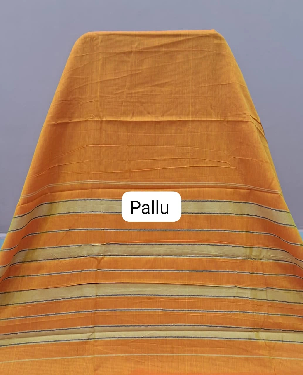 Mango Yellow Plain Narayanpet Cotton Saree pallu
