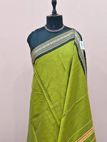 Mehandi Green Plain Narayanpet Cotton Saree 1