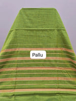 Mehandi Green Plain Narayanpet Cotton Saree Pallu