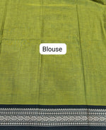 Mehandi Green Plain Narayanpet Cotton Saree Blouse