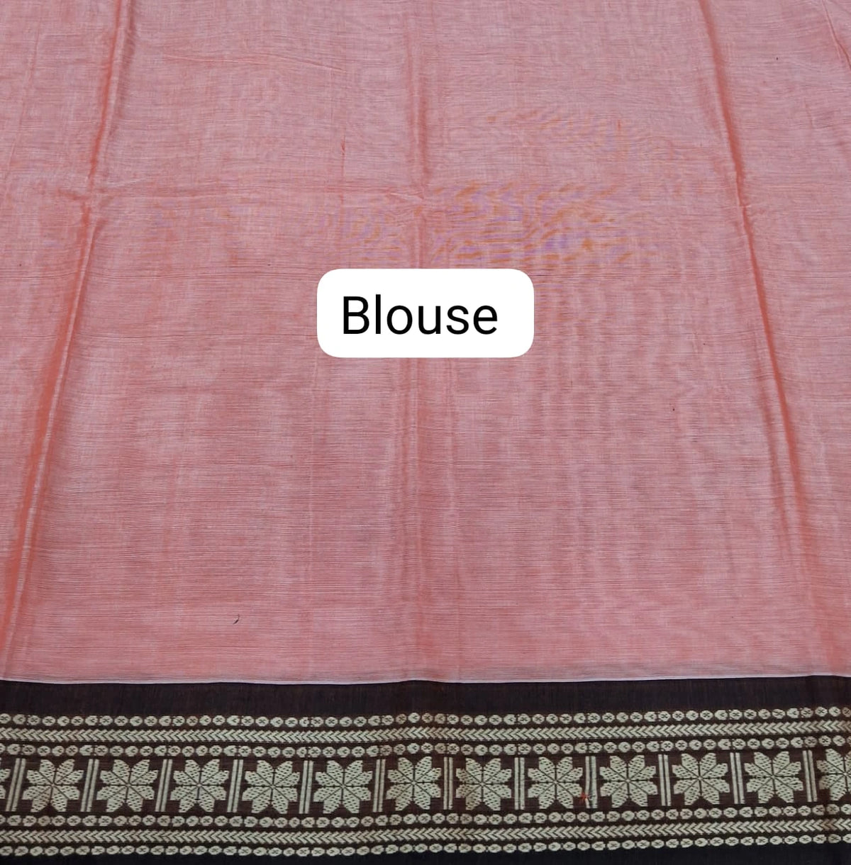Pastel Orange Plain Narayanpet Cotton Saree Blouse