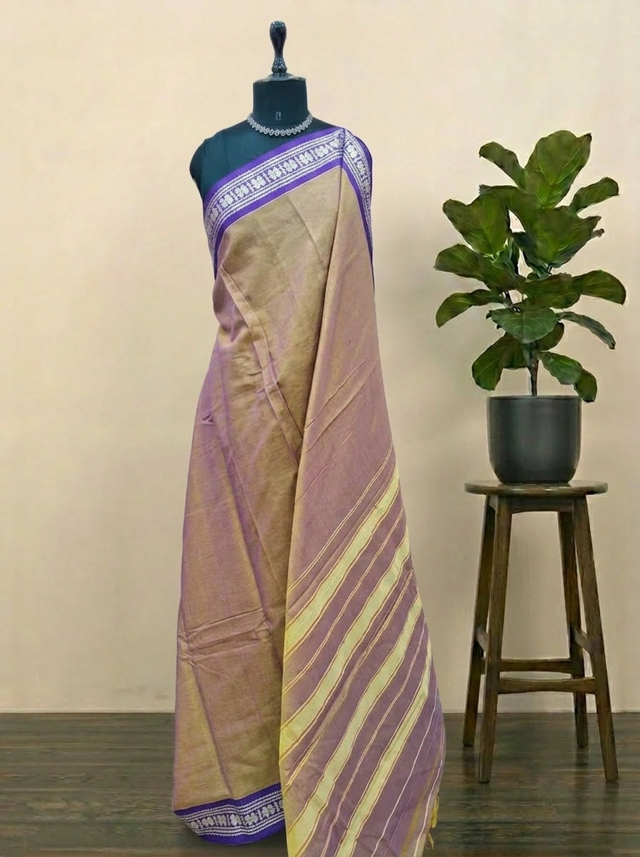 Dual Shaded Plain Narayanpet Cotton Saree 