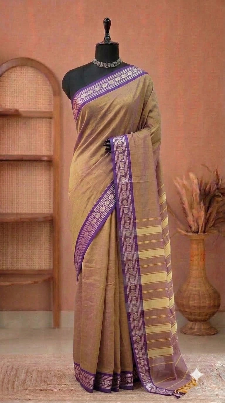 Dual Shaded Plain Narayanpet Cotton Saree 