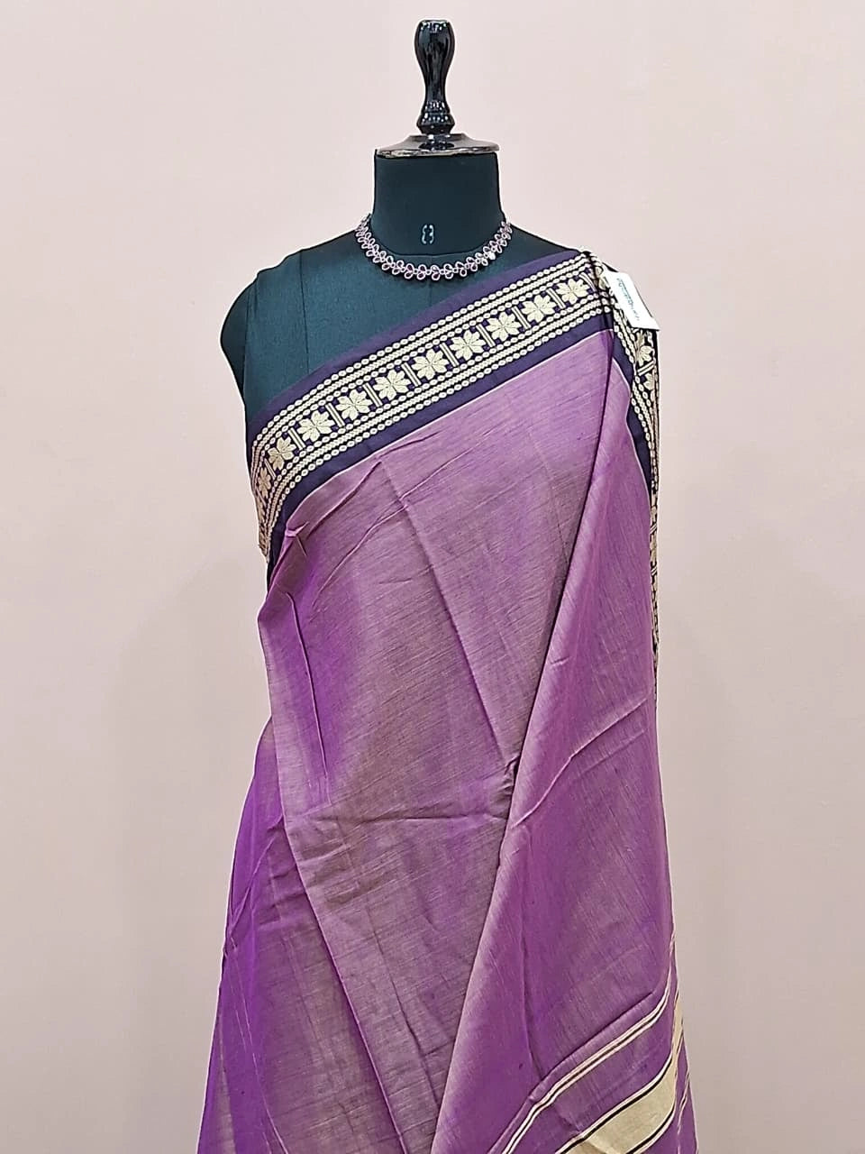 Pastel Purple Plain Narayanpet Cotton Saree  1