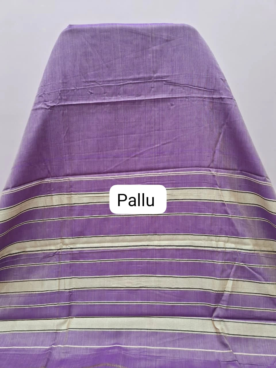 Pastel Purple Plain Narayanpet Cotton Saree Pallu