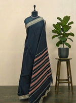 Black Plain Narayanpet Cotton Saree 
