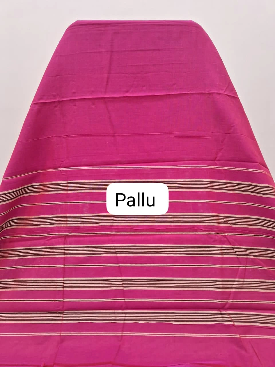 Rani Pink Plain Narayanpet Cotton Saree pallu