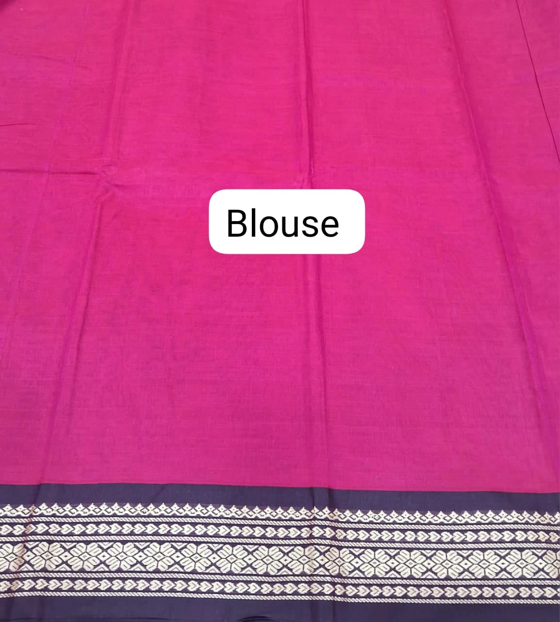 Rani Pink Plain Narayanpet Cotton Saree Blouse