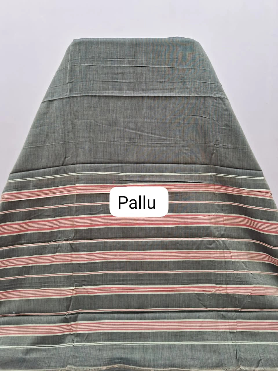Steel Grey Plain Narayanpet Cotton Saree Pallu