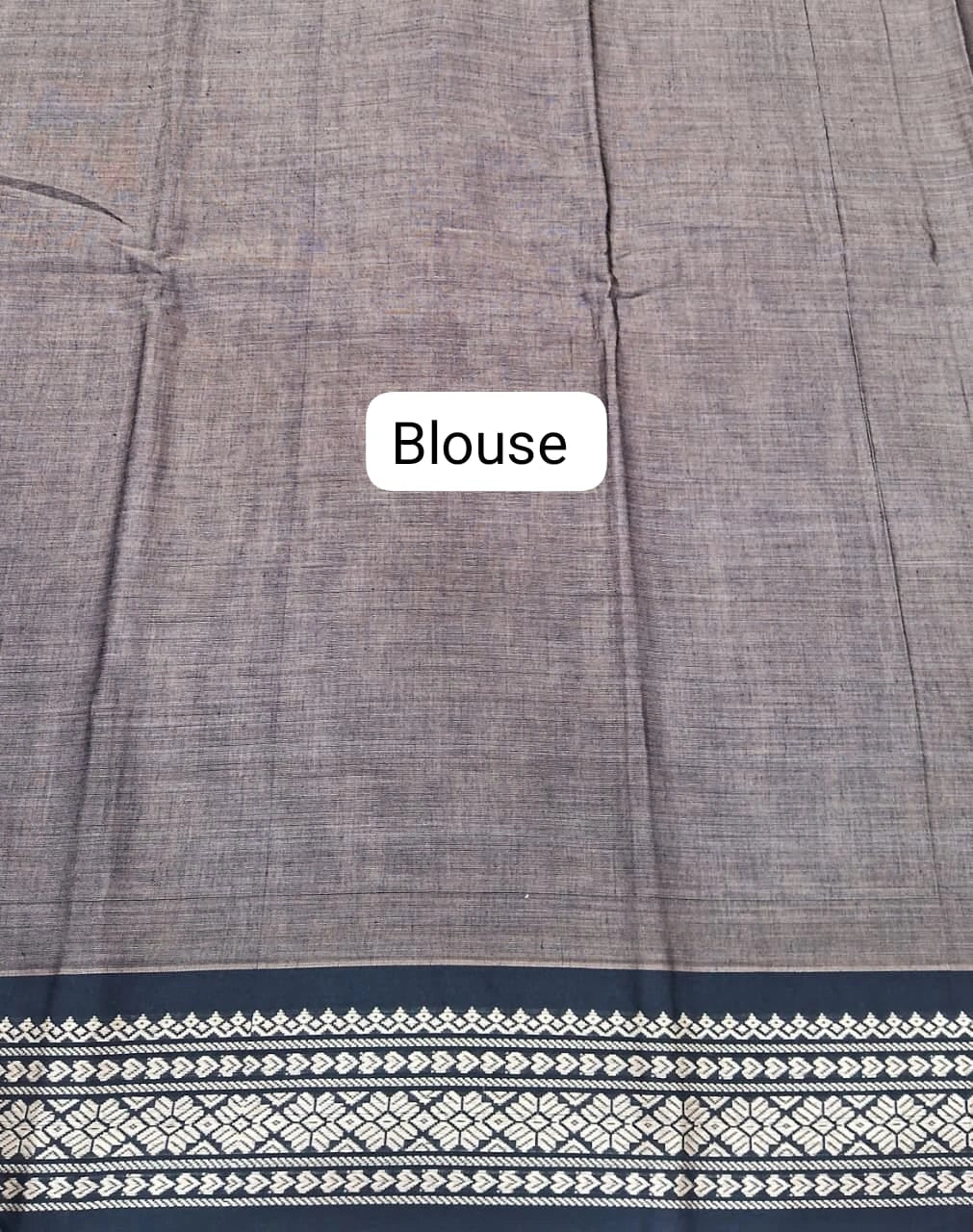 Steel Grey Plain Narayanpet Cotton Saree Blouse
