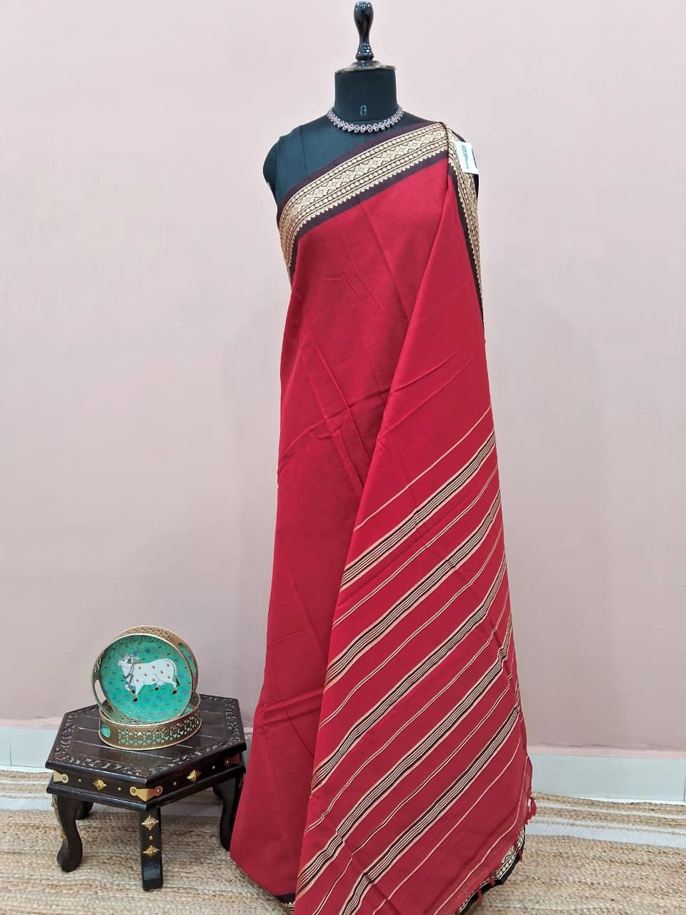 Red Plain Narayanpet Cotton Saree