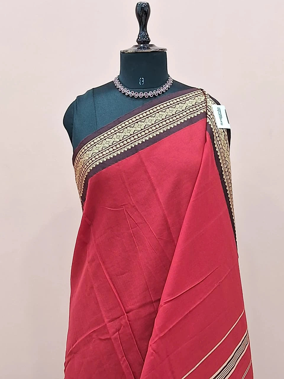 Red Plain Narayanpet Cotton Saree