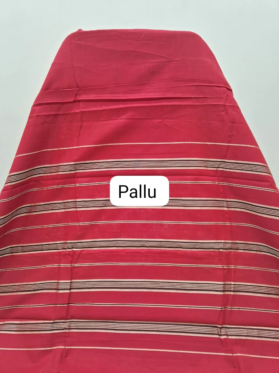 Red Plain Narayanpet Cotton Saree pallu