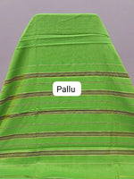 Bright Green Plain Narayanpet Cotton Saree pallu