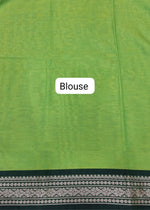 Bright Green Plain Narayanpet Cotton Saree Blouse