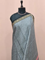Grey Plain Narayanpet Cotton Saree 1