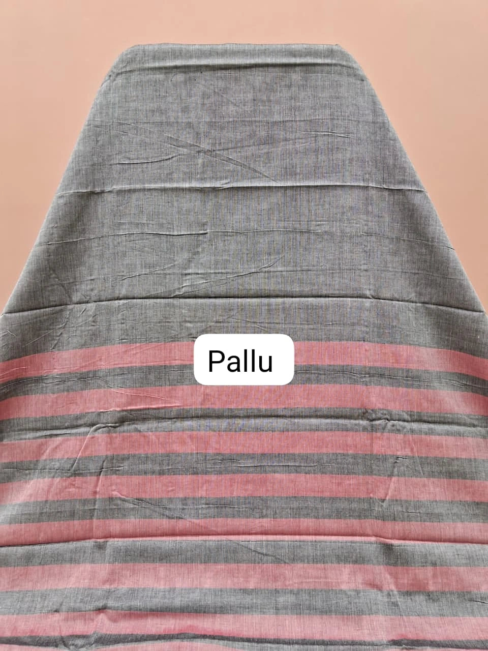 Grey Plain Narayanpet Cotton Saree Pallu