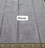 Grey Plain Narayanpet Cotton Saree Blouse