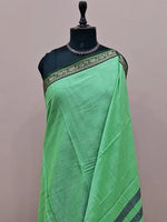 Mint Green Plain Narayanpet Cotton Saree 1