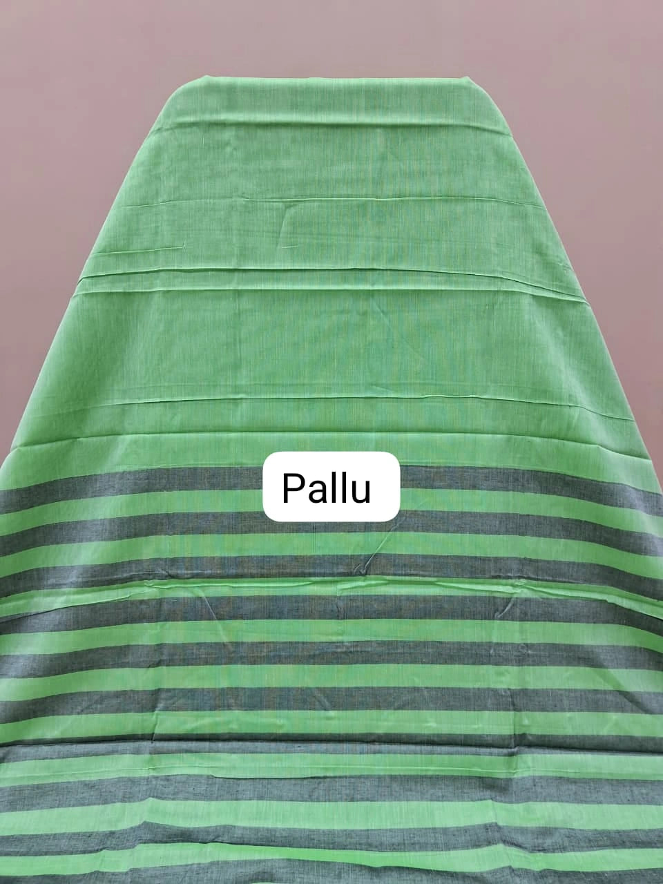 Mint Green Plain Narayanpet Cotton Saree Pallu