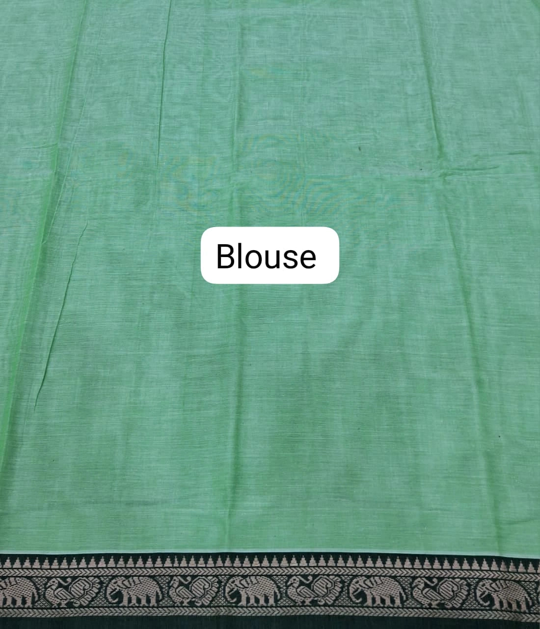 Mint Green Plain Narayanpet Cotton Saree  Blouse