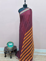 Dark Maroon Plain Narayanpet Cotton Saree 1