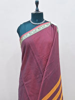 Dark Maroon Plain Narayanpet Cotton Saree 1