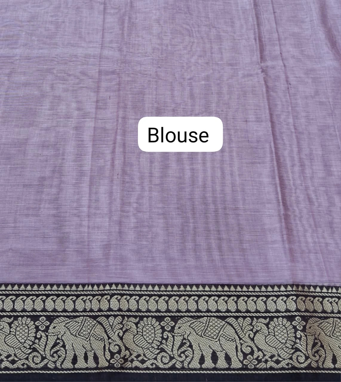 Pastel Onion Pink Plain Narayanpet Cotton Saree blouse