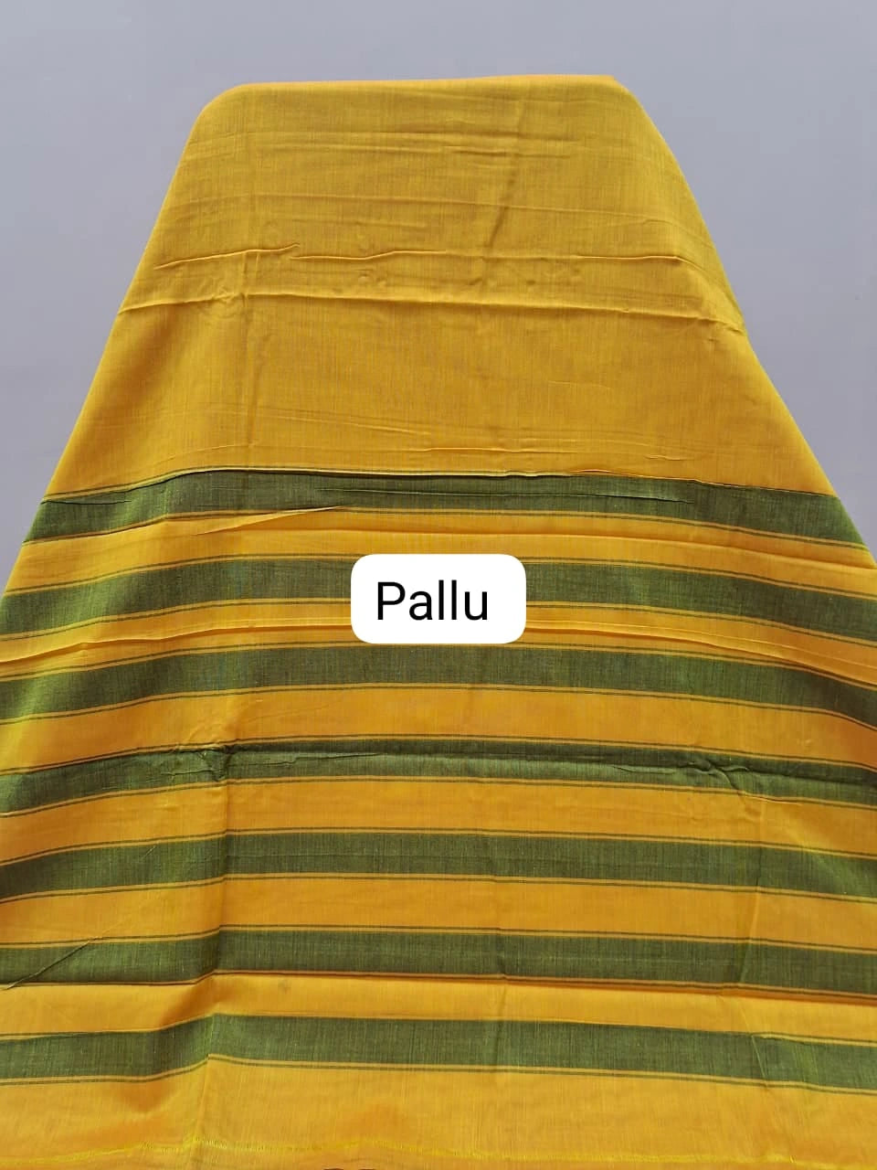 Elegant Mango Yellow Plain Narayanpet Cotton Saree pallu