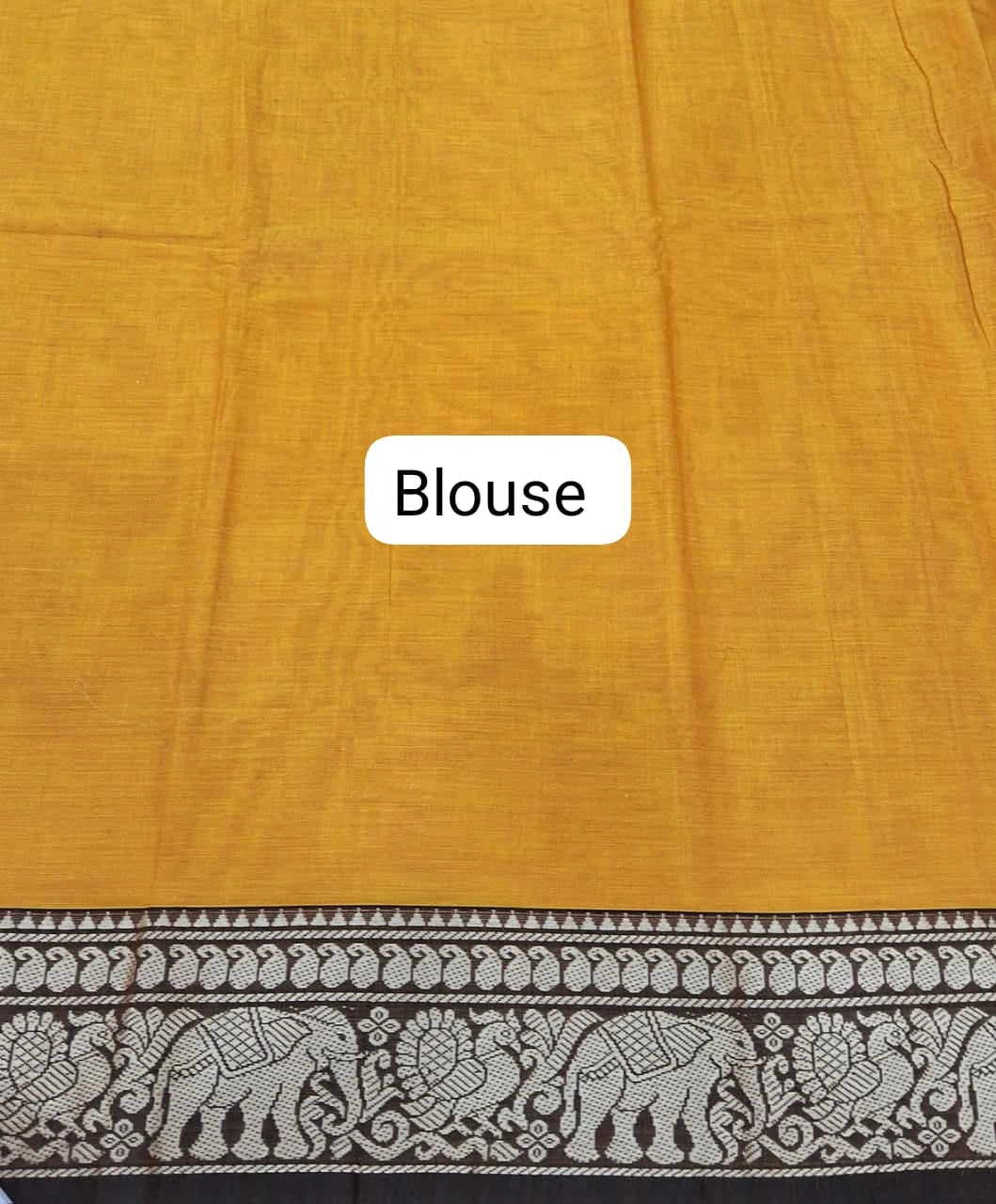 Elegant Mango Yellow Plain Narayanpet Cotton Saree  Blouse