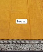 Elegant Mango Yellow Plain Narayanpet Cotton Saree  Blouse