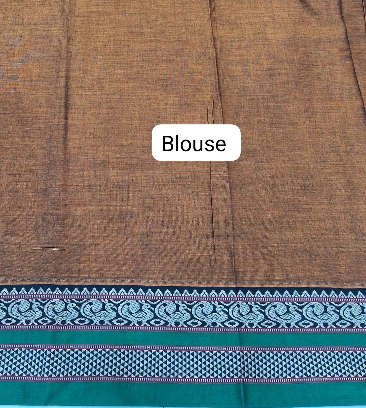 Golden Brown Plain Narayanpet Cotton Saree Blouse