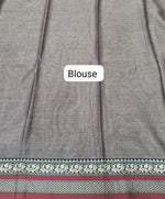 Grey Shaded Plain Narayanpet Cotton Saree blouse