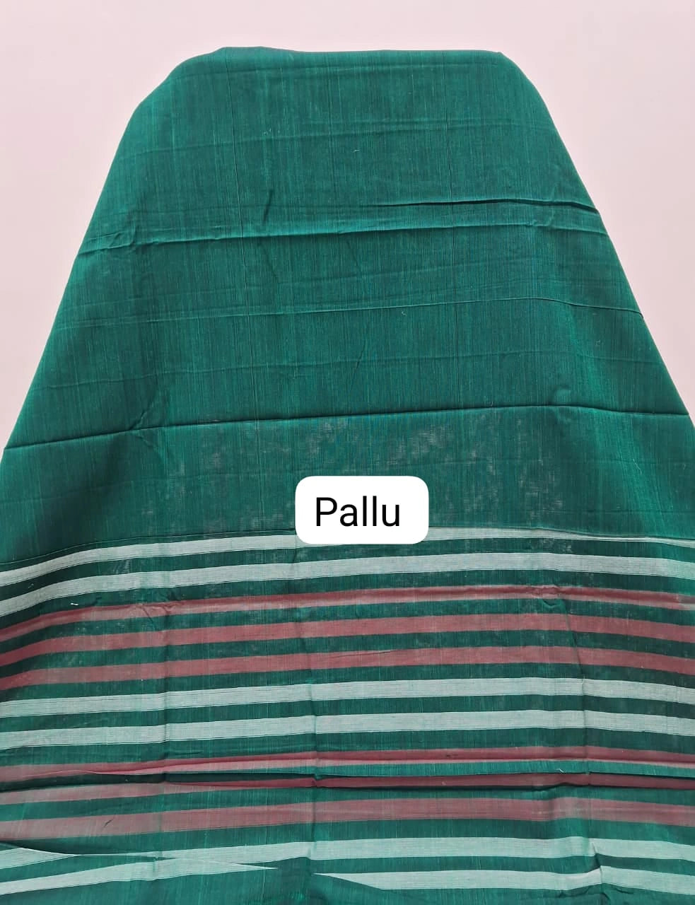 Bottle Green Plain Narayanpet Cotton Saree pallu