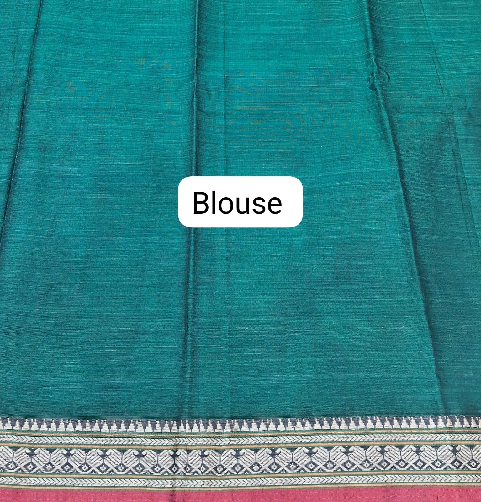 Bottle Green Plain Narayanpet Cotton Saree Blouse