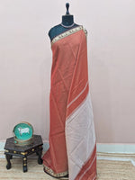 Burnt Orange Plain Narayanpet Cotton Saree 