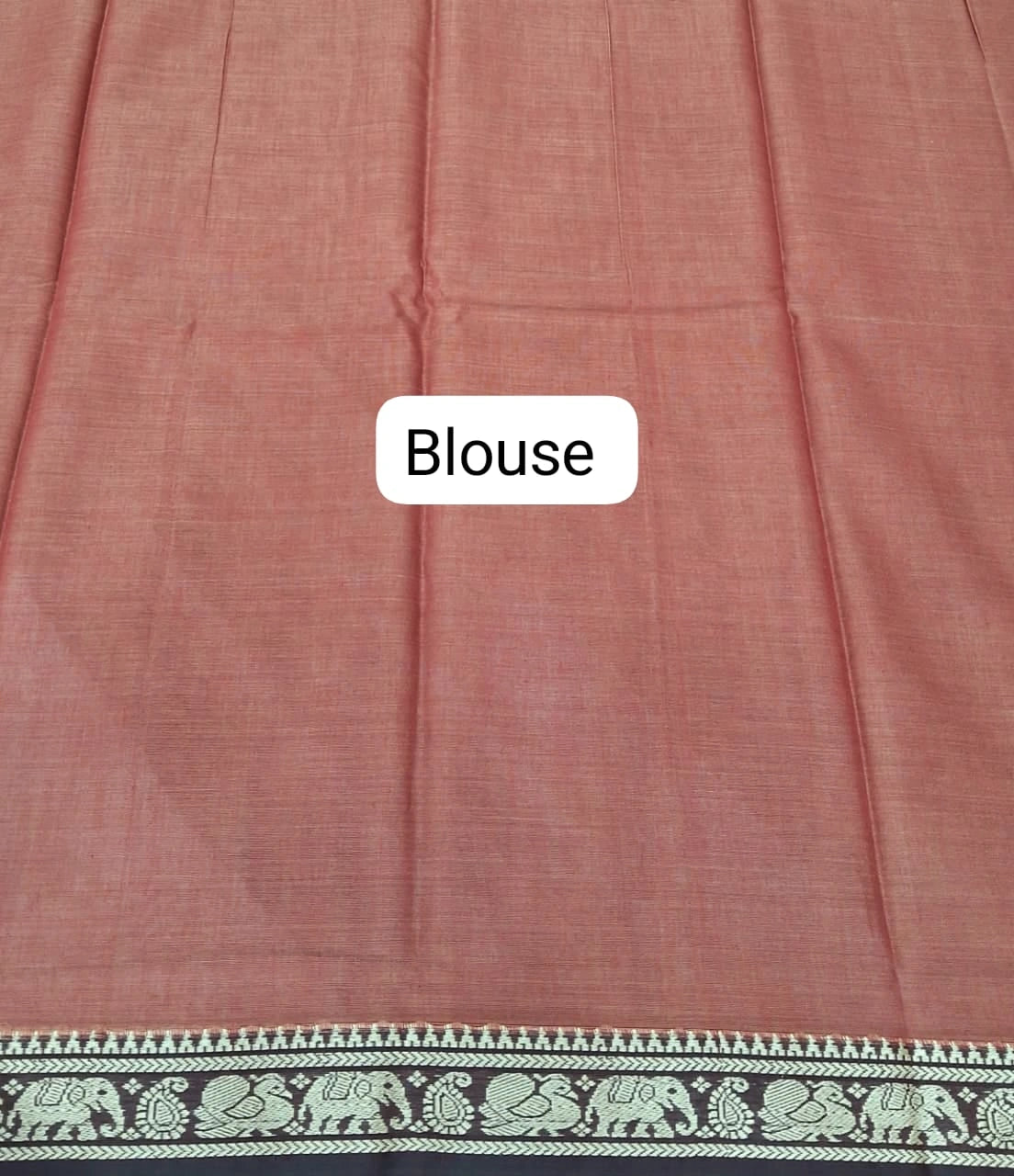 Burnt Orange Plain Narayanpet Cotton Saree Blouse