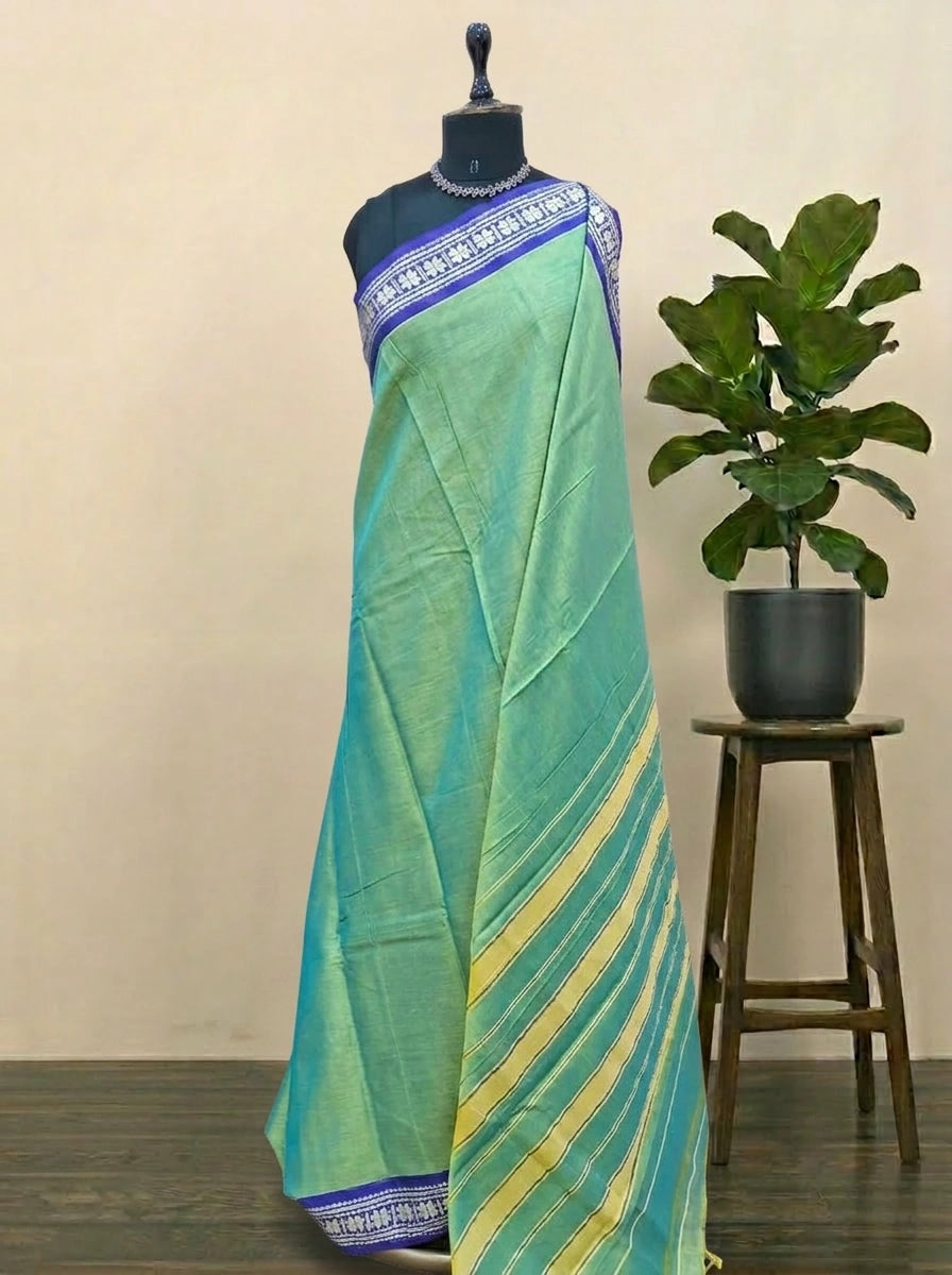 Pista Green Plain Narayanpet Cotton Saree 