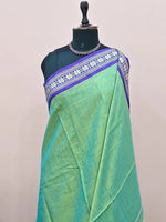 Pista Green Plain Narayanpet Cotton Saree 1