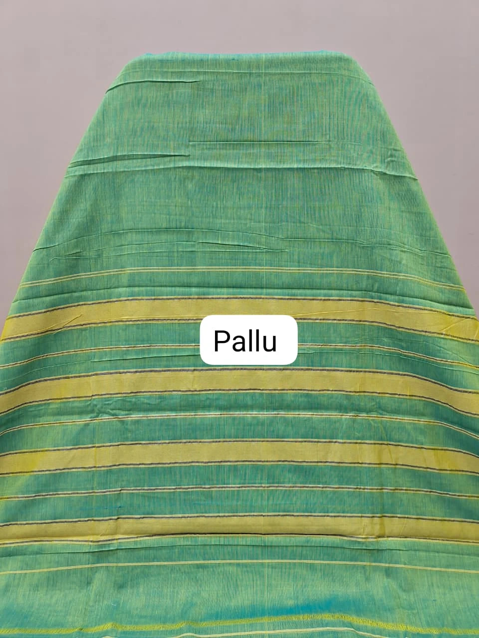 Pista Green Plain Narayanpet Cotton Saree  pallu