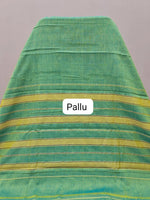 Pista Green Plain Narayanpet Cotton Saree  pallu