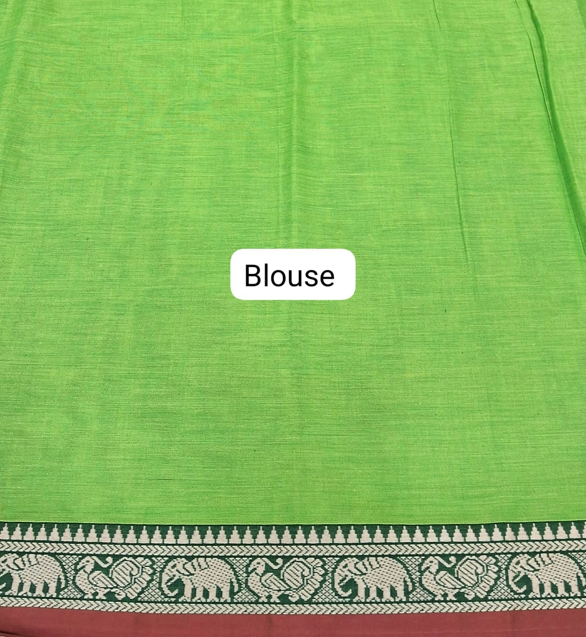 Parrot Green Plain Narayanpet Cotton Saree Blouse