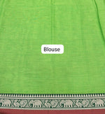 Parrot Green Plain Narayanpet Cotton Saree Blouse
