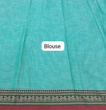 Aqua Blue Plain Narayanpet Cotton Saree Blouse