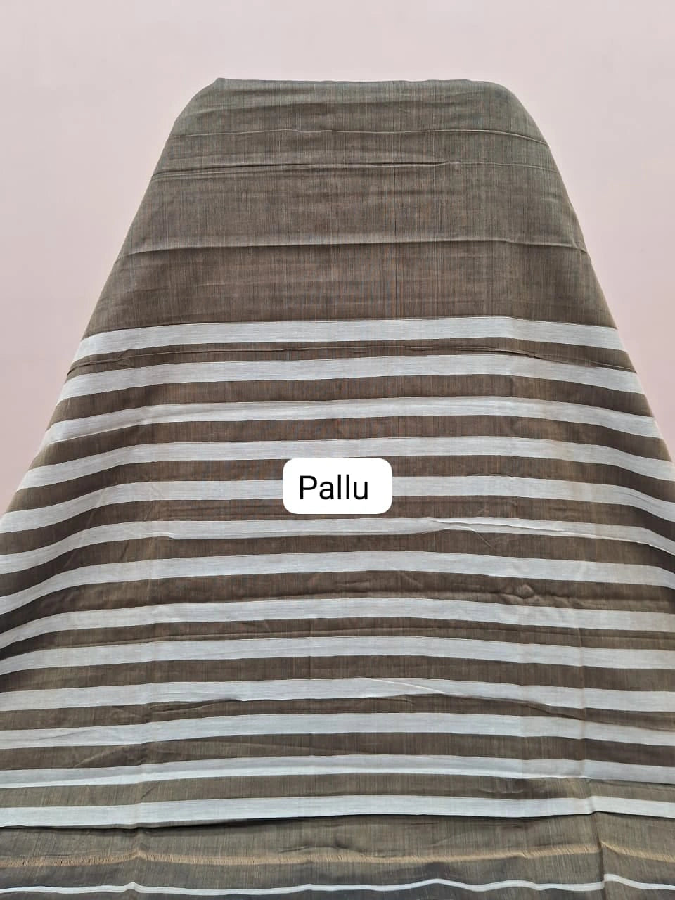 Dark Walnut Brown Plain Narayanpet Cotton Saree Pallu