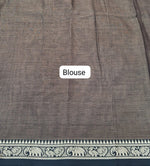 Dark Walnut Brown Plain Narayanpet Cotton Saree Blouse