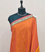Dark Orange Plain Narayanpet Cotton Saree  1