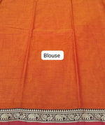 Dark Orange Plain Narayanpet Cotton Saree  Blouse